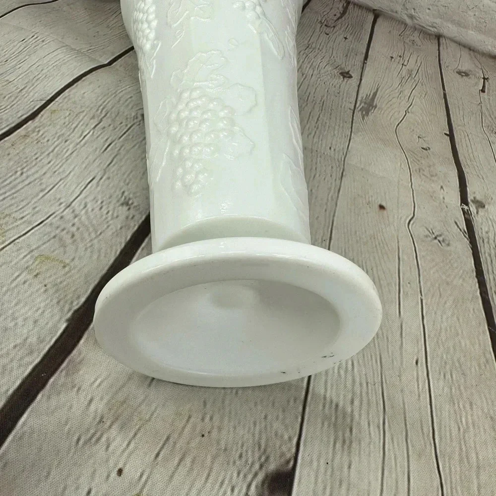milk glass vase with grapes